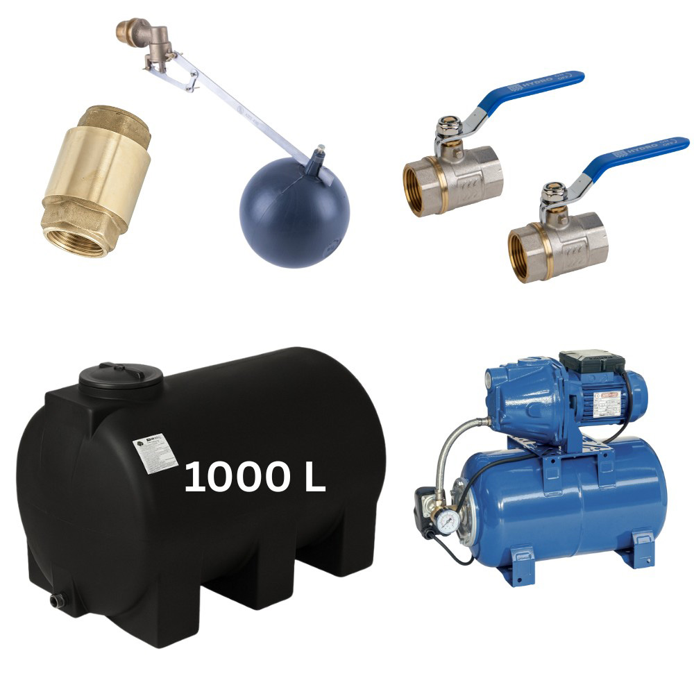 Κιτ "Πόσιμου Νερού 1000L" με δεξαμενή νερού Mavil (μαύρη, οριζόντια) και αντλία νερού Speroni | Δεξαμενές Νερού |  |