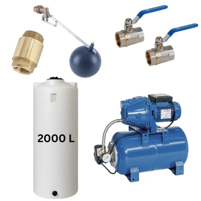 Κιτ "Πόσιμου Νερού 2000L" με δεξαμενή νερού Mavil (λευκή, κυλινδρική) και αντλία νερού Speroni - Δεξαμενές Νερού