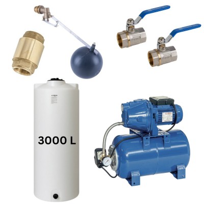Κιτ "Πόσιμου Νερού 3000L" με δεξαμενή νερού Mavil (λευκή, κυλινδρική) και αντλία νερού Speroni - Δεξαμενές Νερού