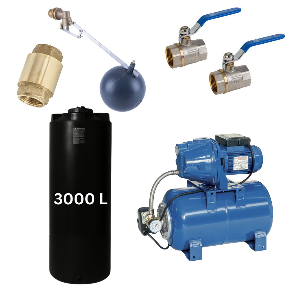 Κιτ "Πόσιμου Νερού 3000L" με δεξαμενή νερού Mavil (μαύρη, κυλινδρική) και αντλία νερού Speroni | Δεξαμενές Νερού |  |