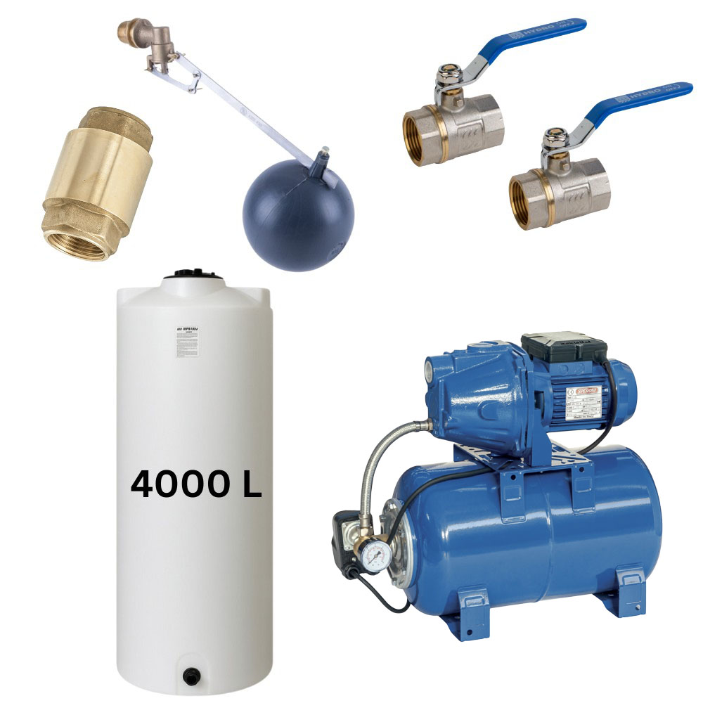 Κιτ "Πόσιμου Νερού 4000L" με δεξαμενή νερού Mavil (λευκή, κυλινδρική) και αντλία νερού Speroni | Δεξαμενές Νερού |  |