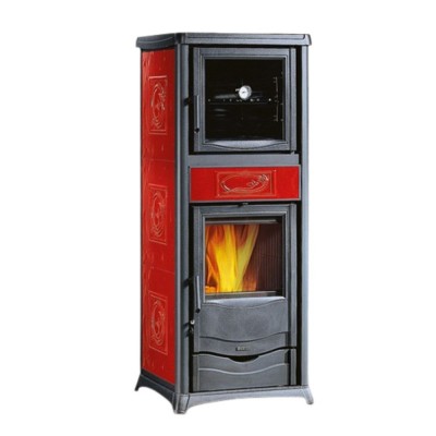 Ιταλική ξυλόσομπα με φούρνο La Nordica Rossella Plus Forno Evo red, 9.1kW - Ιταλικές ξυλόσομπες και Ενεργειακά τζάκια