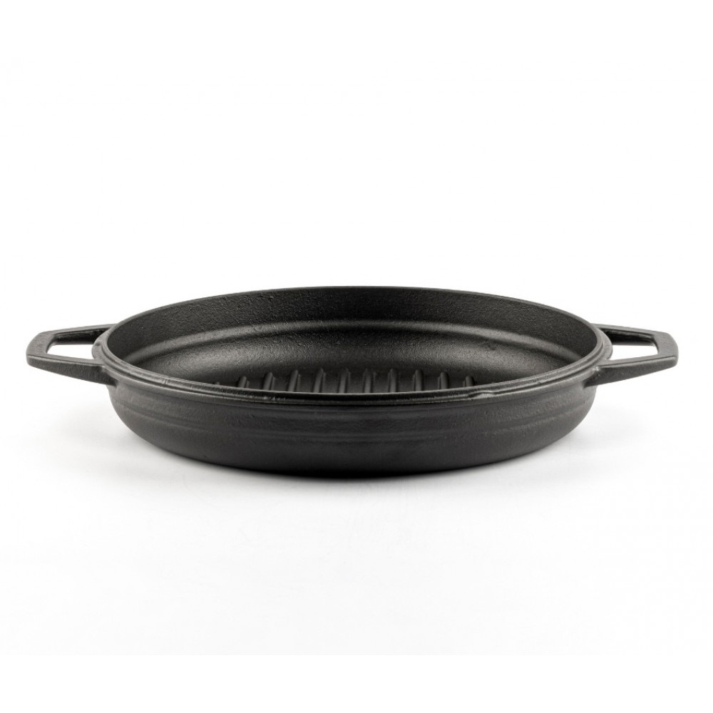 Μαντεμένιο Τηγάνι Εμαγιέ Γκριλ Hosse, Black Onyx, Ф22cm | Μαντεμένια Σχαροτήγανα | Μαντεμένια Τηγάνια |