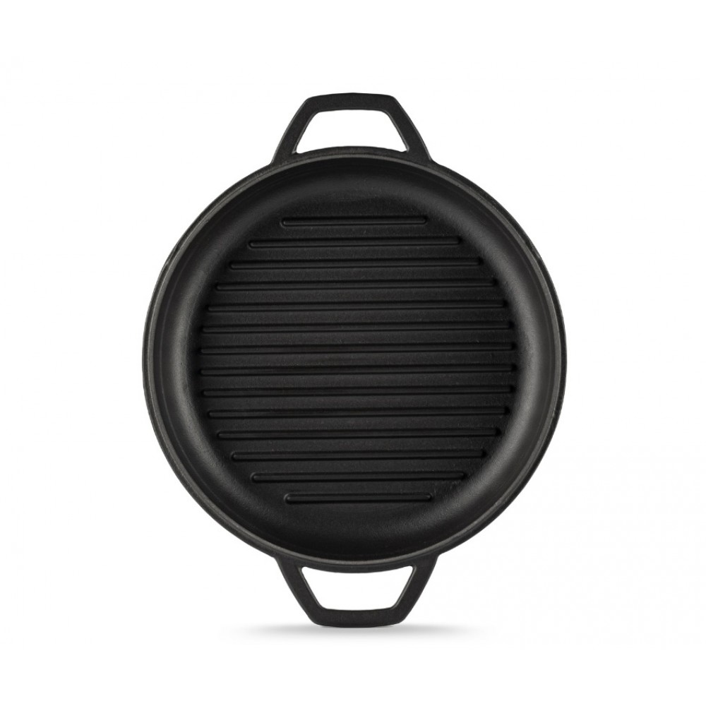 Μαντεμένιο Τηγάνι Εμαγιέ Γκριλ Hosse, Black Onyx, Ф22cm | Μαντεμένια Σχαροτήγανα | Μαντεμένια Τηγάνια |