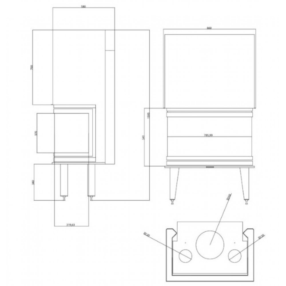 Ενεργειακό τζάκι Balkan Energy ATS AIR PANORAMA 800, 16.04kW | Μοντέρνα Τζάκια | Ενεργειακά Τζάκια |