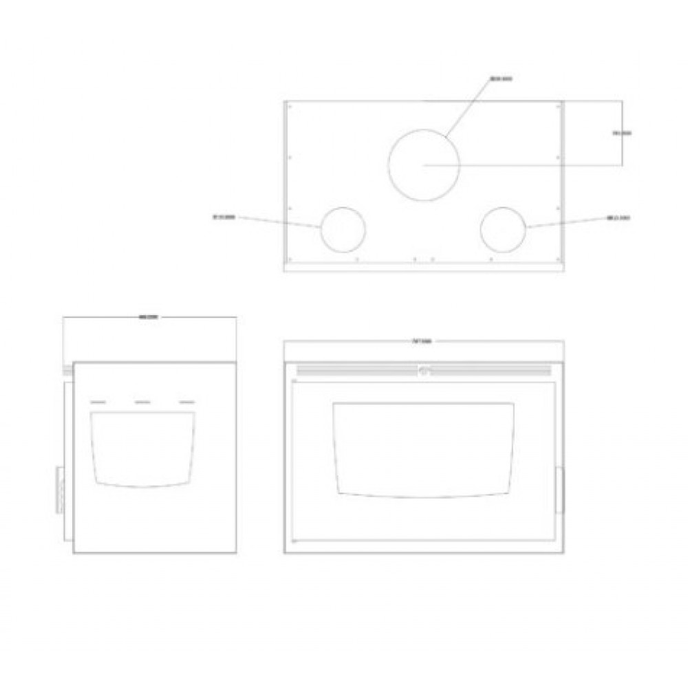 Ενεργειακό τζάκι Balkan Energy ATS INSERT CORNER AIR 800, με αεραγωγούς και ανεμιστήρα, δεξιά, 13.73kW | Μοντέρνα Τζάκια | Ενεργειακά Τζάκια |