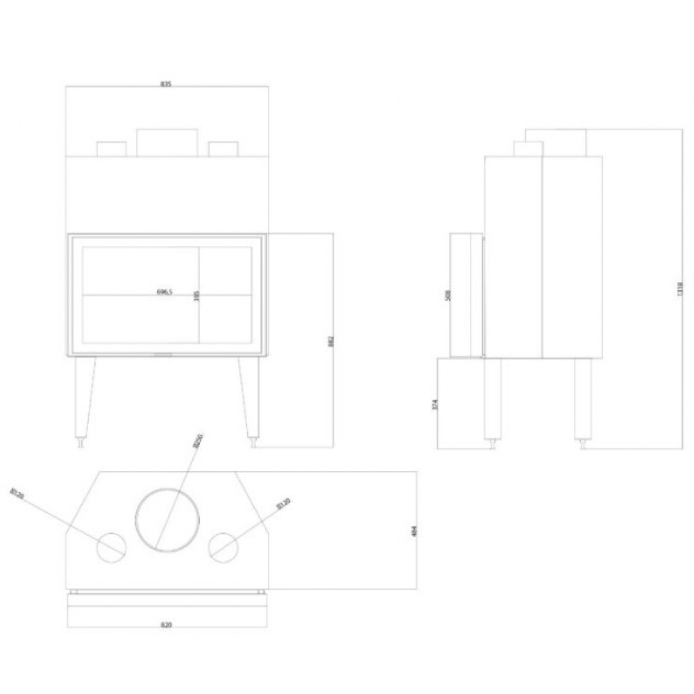 Ενεργειακό τζάκι Balkan Energy ATS STABLE AIR 800, με αεραγωγούς, 15.95kW | Μοντέρνα Τζάκια | Ενεργειακά Τζάκια |
