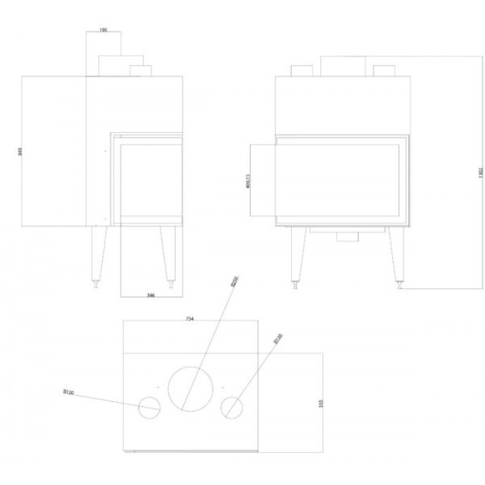 Ενεργειακό τζάκι Balkan Energy ATS STABLE AIR CORNER 700, με αεραγωγούς, αριστερά, 14.01kW | Μοντέρνα Τζάκια | Ενεργειακά Τζάκια |