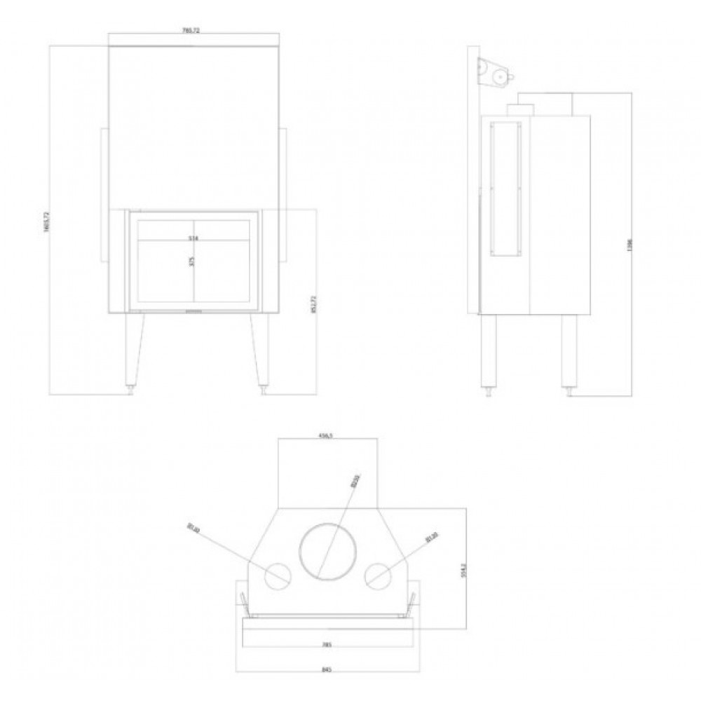 Ενεργειακό τζάκι Balkan Energy ATS STRAIGHT AIR 700, με αεραγωγούς, 14.89kW | Μοντέρνα Τζάκια | Ενεργειακά Τζάκια |