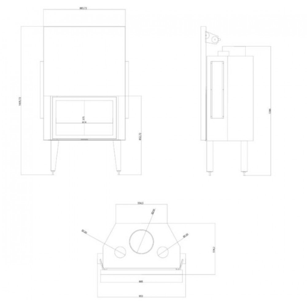 Ενεργειακό τζάκι Balkan Energy ATS STRAIGHT AIR 800, με αεραγωγούς, 15.95kW | Μοντέρνα Τζάκια | Ενεργειακά Τζάκια |