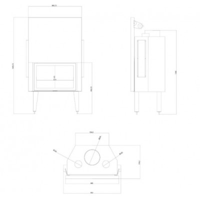 Ενεργειακό τζάκι Balkan Energy ATS STRAIGHT AIR 800, με αεραγωγούς, 15.95kW - Ενεργειακά Τζάκια