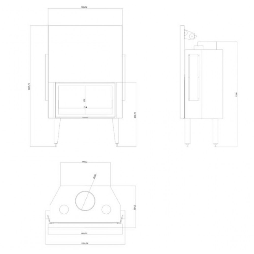 Ενεργειακό τζάκι Balkan Energy ATS STRAIGHT AIR 900, με αεραγωγούς, 19.95kW | Μοντέρνα Τζάκια | Ενεργειακά Τζάκια |