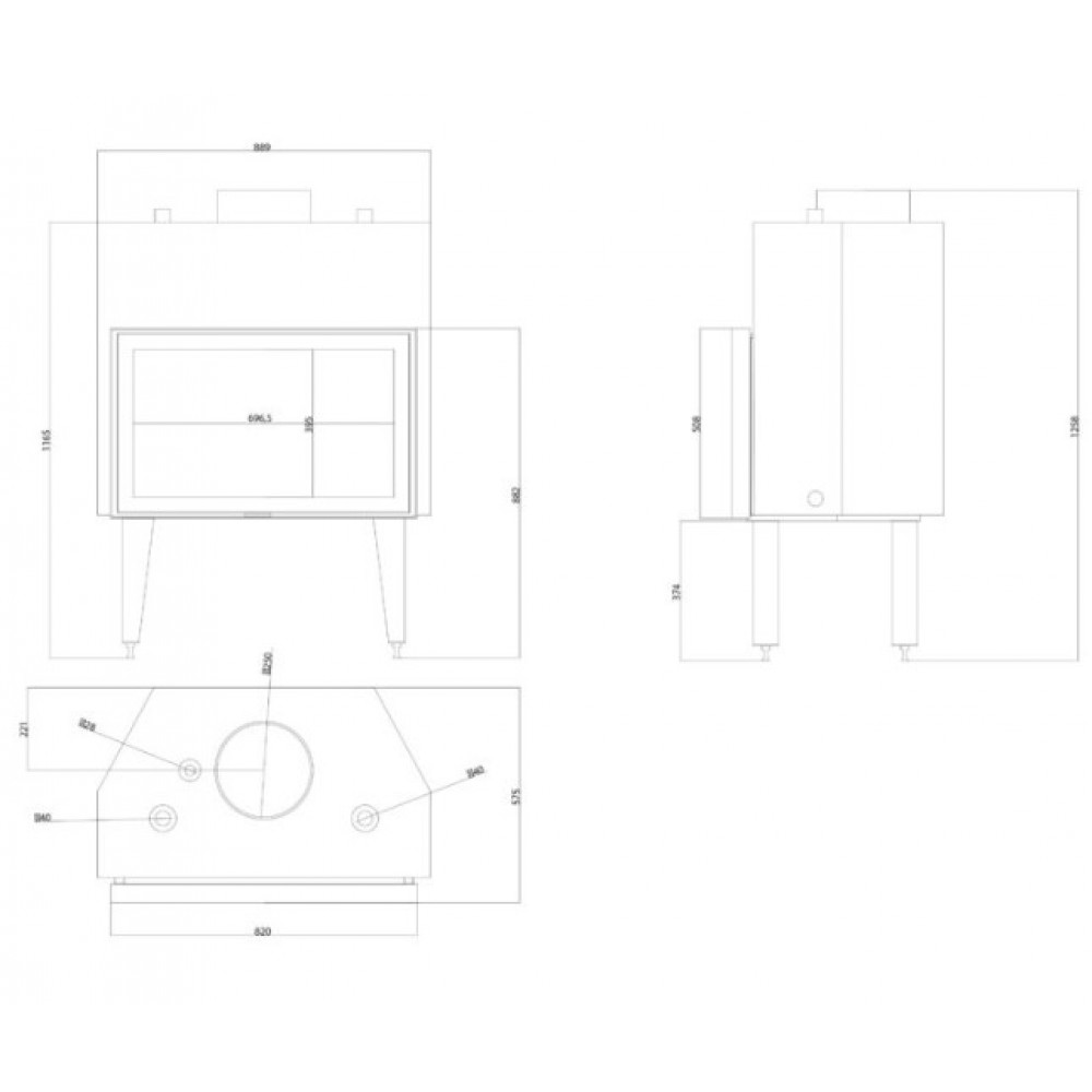 Ενεργειακό τζάκι με υδραυλικό λέβητα πλάτης Balkan Energy ATS STABLE HYDRO 800, 30.79kW | Μοντέρνα Τζάκια | Ενεργειακά Τζάκια |