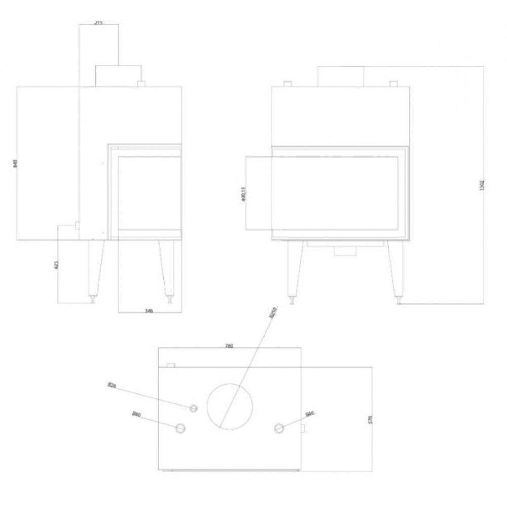 Ενεργειακό τζάκι καλοριφέρ Balkan Energy ATS STABLE HYDRO CORNER 700, δεξιά, 19.56kW | Μοντέρνα Τζάκια | Ενεργειακά Τζάκια |
