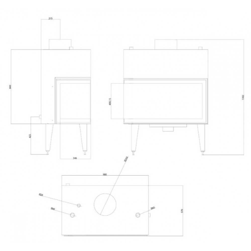 Ενεργειακό τζάκι καλοριφέρ Balkan Energy ATS STABLE HYDRO CORNER 900, δεξιά, 27.23kW | Μοντέρνα Τζάκια | Ενεργειακά Τζάκια |