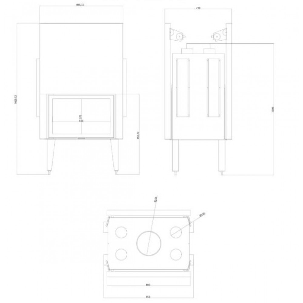 Ενεργειακό τζάκι Balkan Energy ATS TUNNEL AIR 800, με αεραγωγούς, 16.1kW | Μοντέρνα Τζάκια | Ενεργειακά Τζάκια |