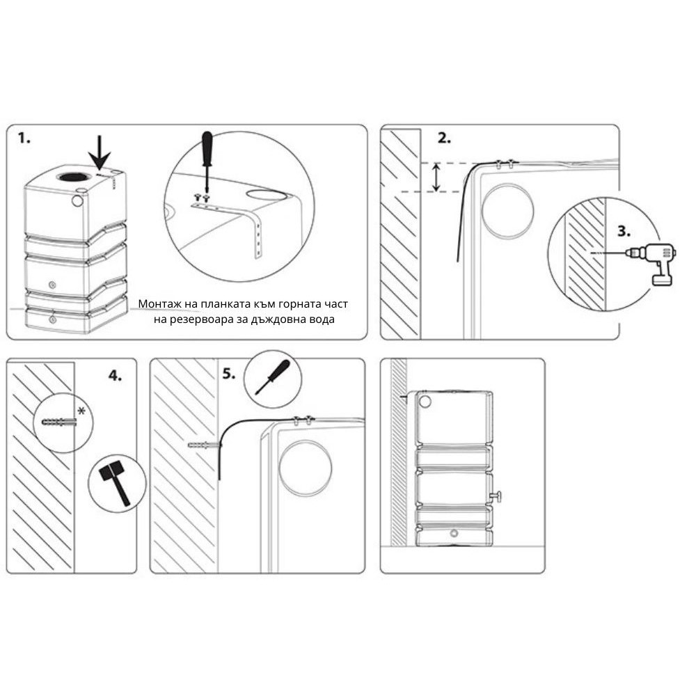 Δεξαμενή Συλλογής Βρόχινου Νερού Prosperplast Arves Wall Stone, 400L, Ανθρακί | Δεξαμενές συλλογής βρόχινου νερού |  |