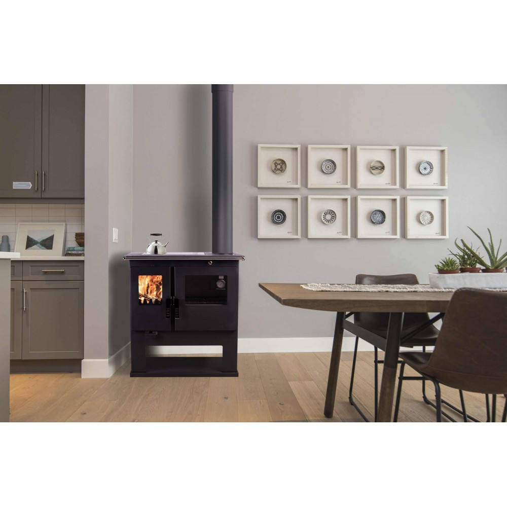 Μασίνα ξύλου Verso CS Inox Ceramic Δεξιά με φούρνο από ανοξείδωτο ατσάλι και υαλοκεραμική εστία, 7.7kW | Ξυλόσομπες με φούρνο | Ξυλόσομπες |