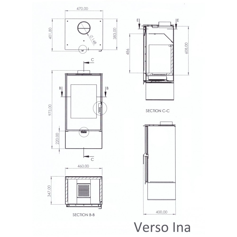 Ξυλόσομπα Verso Ina, 7.5kW | Σόμπες ξύλου | Ξυλόσομπες |