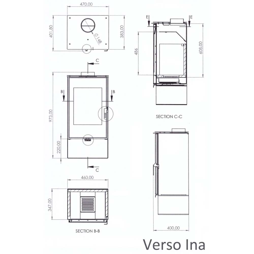 Ξυλόσομπα Verso Ina, 7.5kW | Σόμπες ξύλου | Ξυλόσομπες |