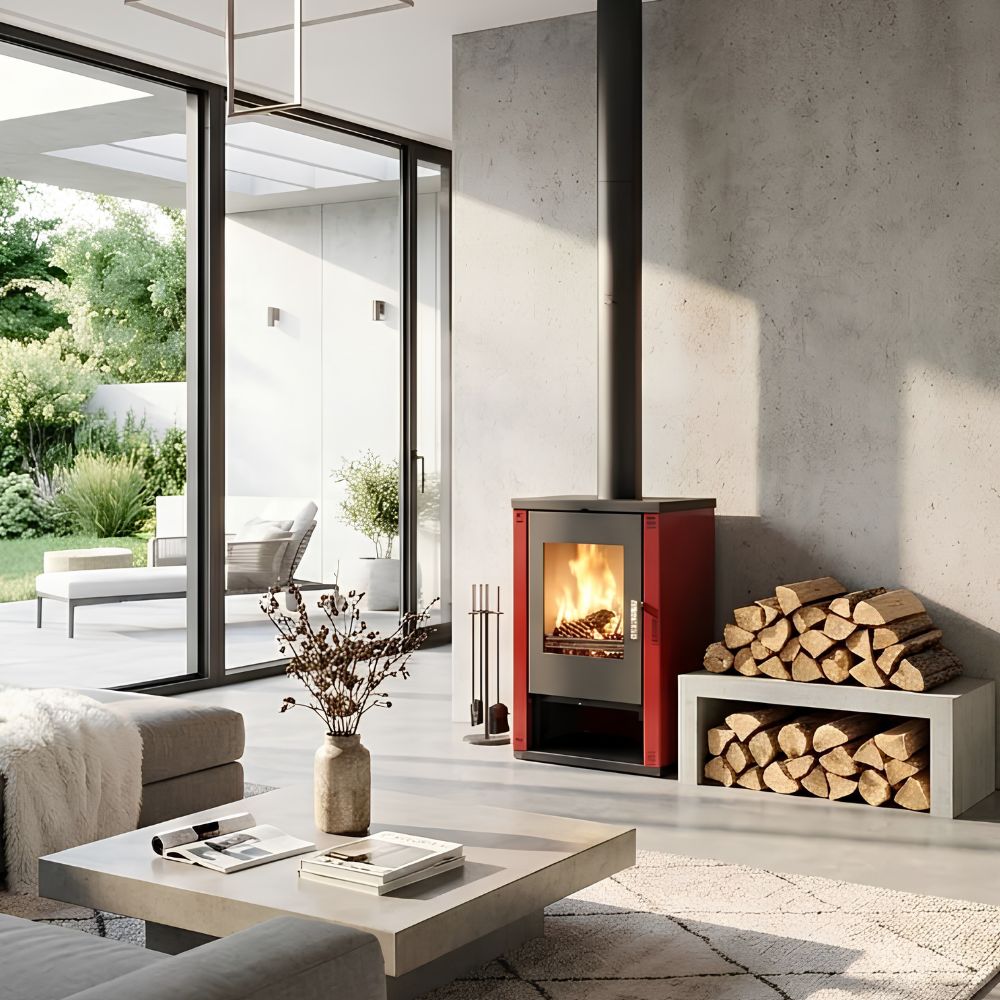 Ξυλόσομπα Verso Lheia Κόκκινο, 7.5 kW | Σόμπες ξύλου | Ξυλόσομπες |