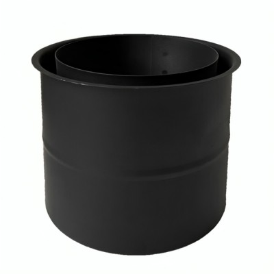 Διπλή Ροζέτα για καπναγωγό MK NERO, Ατσάλι, Μαύρη, 115mm, Ø130, Πάχος 2mm - Μπουριά σόμπας / φουγάρα σόμπας