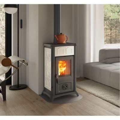 Ιταλική ξυλόσομπα La Nordica Gemma Λευκή, 6kW - Ιταλικές ξυλόσομπες και Ενεργειακά τζάκια