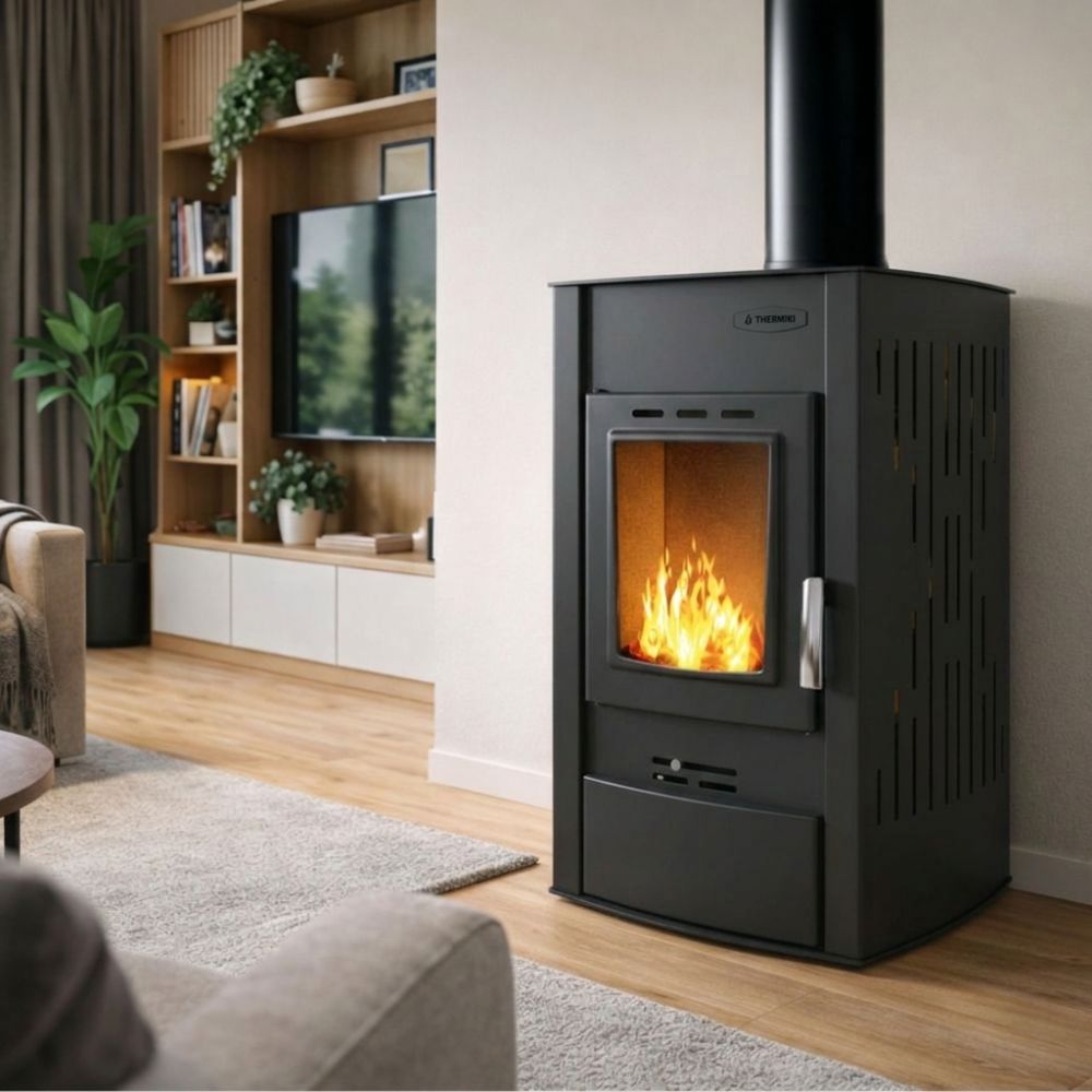 Ξυλόσομπα καλοριφερ Velmora Fire ATS HYDRO, μαύρος, 25kW | Τζάκια αερίου | Ενεργειακά Τζάκια |