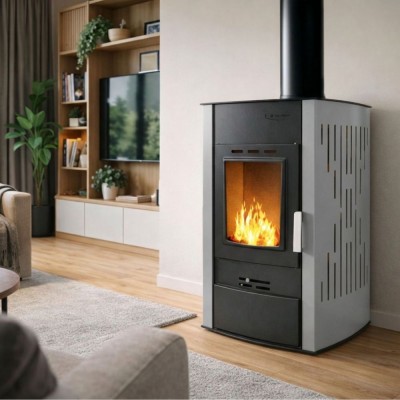 Ξυλόσομπα καλοριφερ Velmora Fire ATS HYDRO, γκρί, 25kW - Ξυλόσομπες
