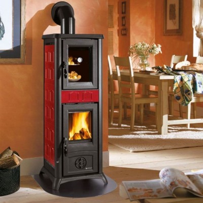 Ιταλική ξυλόσομπα με φούρνο La Nordica Gemma Forno 5.0 κόκκινη, 7.3kW - Ιταλικές ξυλόσομπες και Ενεργειακά τζάκια