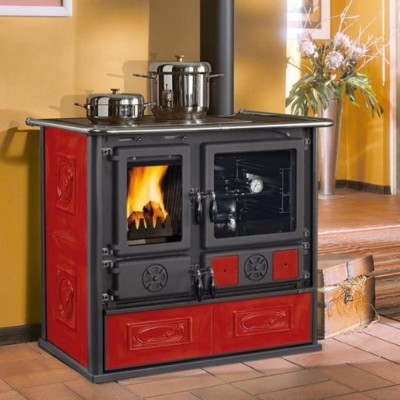 Ιταλική ξυλόσομπα κουζίνα La Nordica Rosa 5.0 κόκκινη, 8.8kW - Ιταλικές ξυλόσομπες και Ενεργειακά τζάκια