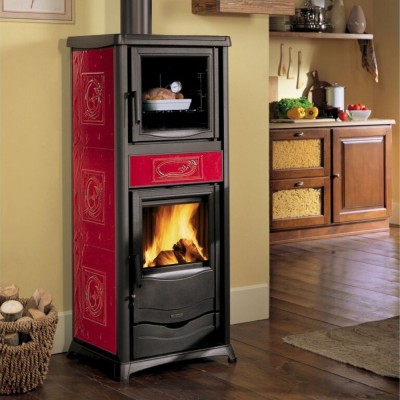 Ιταλική ξυλόσομπα με φούρνο La Nordica Rossella Plus Forno Evo red, 9.1kW - Ιταλικές ξυλόσομπες και Ενεργειακά τζάκια