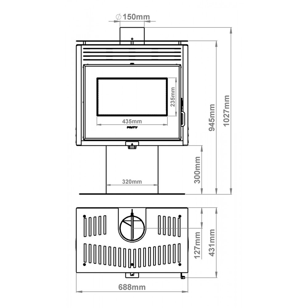 Ξυλόσομπα Prity PM3L E, 10.8kW | Prity Σόμπες |  |