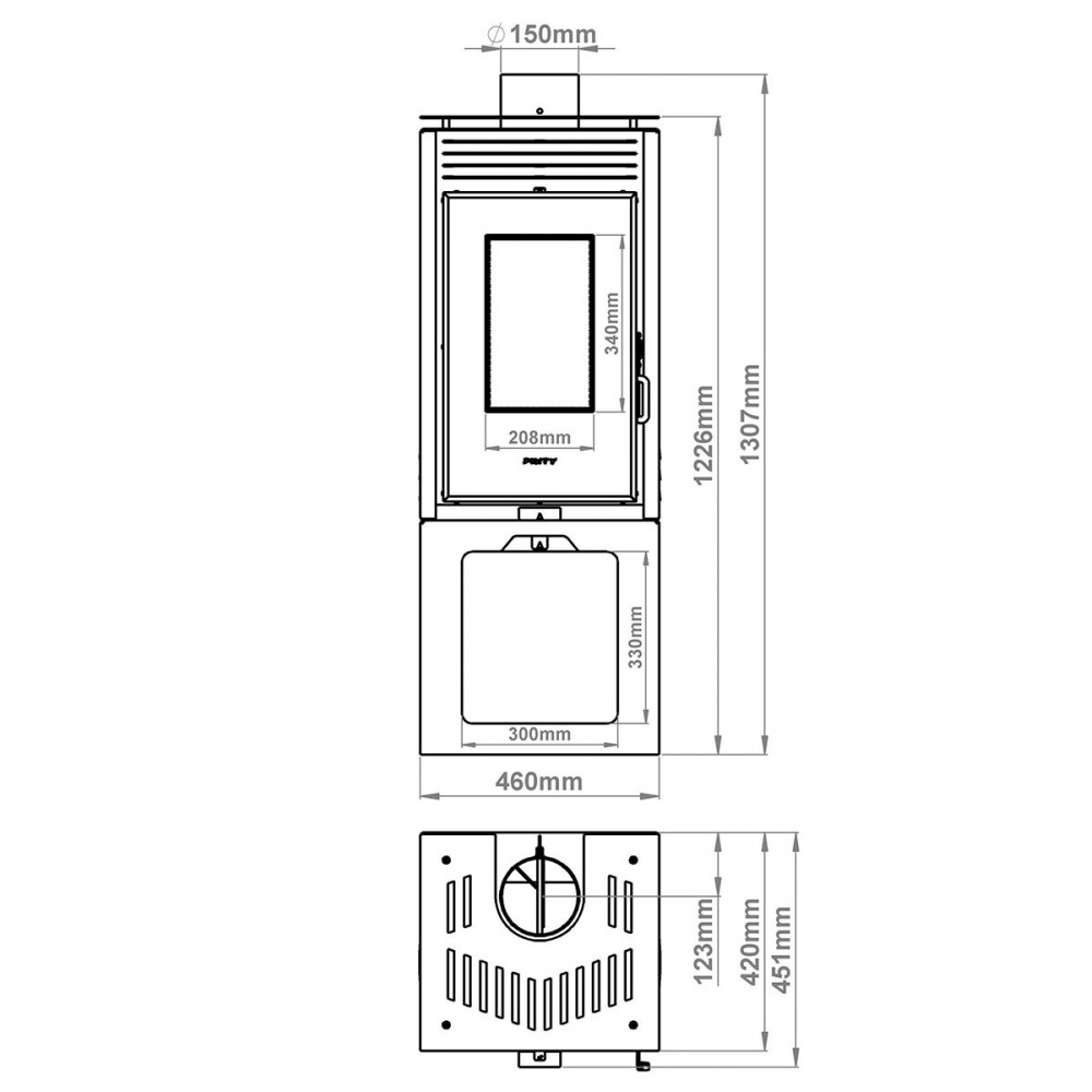 Ξυλόσομπα Prity PMV3 Е, 10.8kW | Prity Σόμπες |  |