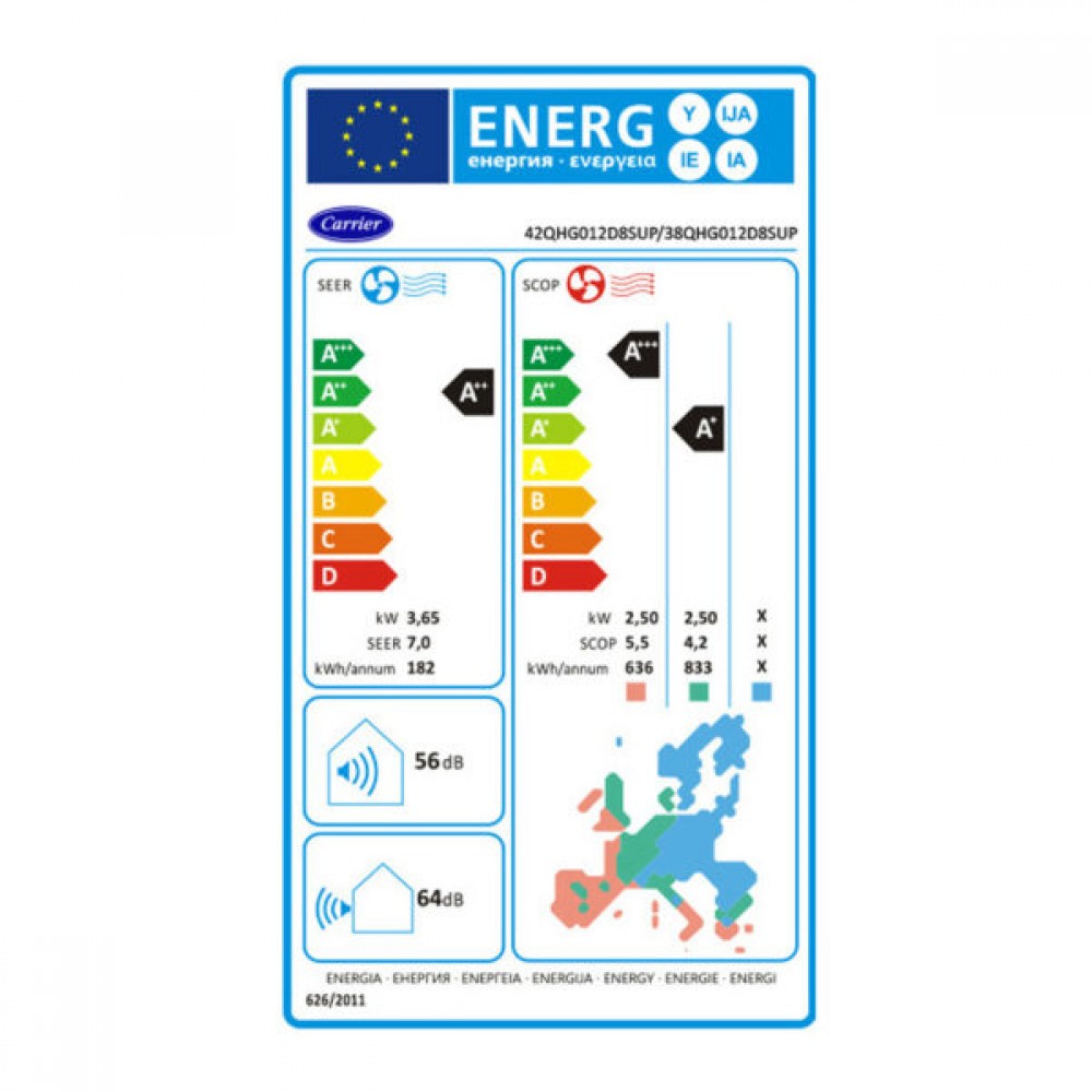 Κλιματιστικό Inverter Carrier Superia, 12000 BTU,  A++/A+ με Ιονιστή και WiFi | Επίτοιχα κλιματιστικά | Κλιματιστικά |