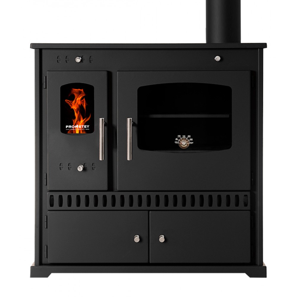 Μασίνα ξύλου Prometey Perfect Eco με δεξιά καμινάδα, μαύρο, 7kW | Μασίνες Ξύλου με Φούρνο | Μασίνες Ξύλου |