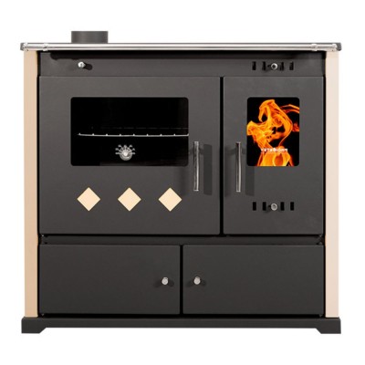 Μασίνα ξύλου Prometey Perfect Practik Lux με κεραμική εστία, αριστερή καμινάδα, ελεφαντόδοντο, 9.5kW - Σύγκριση Προϊόντων