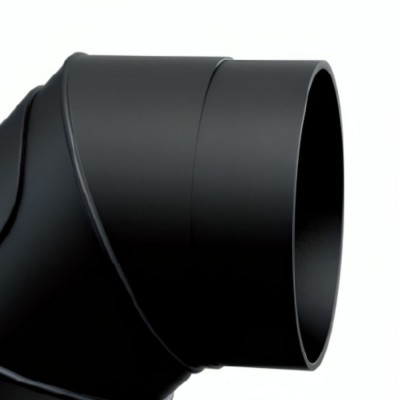 Καμινάδα γωνία 90° MK NERO με άνοιγμα καθαρισμού, Ατσάλι, Μαύρο, Ø130, Πάχος 2mm - Μπουριά σόμπας / φουγάρα σόμπας