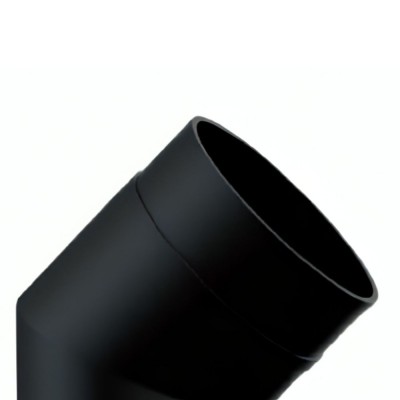 Καμινάδα γωνία 45° MK NERO, Ατσάλι, Μαύρο, Ø130, Πάχος 2mm - Μπουριά σόμπας / φουγάρα σόμπας