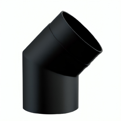 Καμινάδα γωνία 45° MK NERO, Ατσάλι, Μαύρο, Ø130, Πάχος 2mm - Μπουριά σόμπας / φουγάρα σόμπας