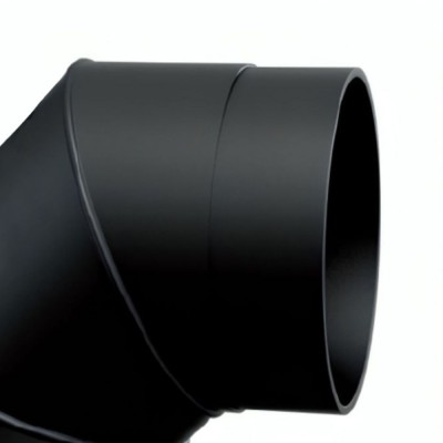 Καμινάδα γωνία 90° MK NERO, Ατσάλι, Μαύρο, Ø130, Πάχος 2mm - Μπουριά σόμπας / φουγάρα σόμπας