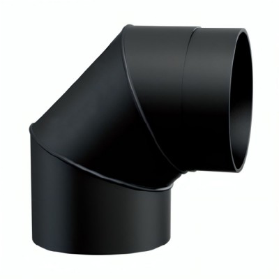 Καμινάδα γωνία 90° MK NERO, Ατσάλι, Μαύρο, Ø130, Πάχος 2mm - Μπουριά σόμπας / φουγάρα σόμπας