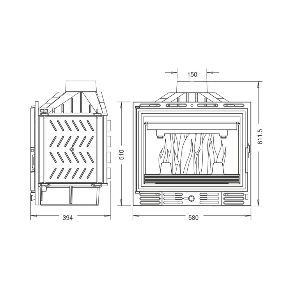 Ενεργειακό τζάκι UNIFLAM 600 ECO με αποσβεστήρα, 8kW | Μοντέρνα Τζάκια | Ενεργειακά Τζάκια |