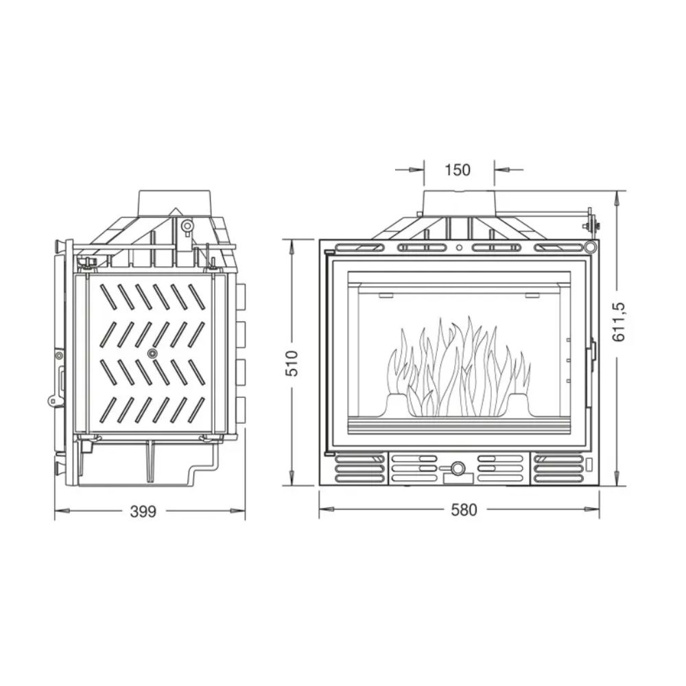 Ενεργειακό τζάκι UNIFLAM 600 PLUS ECO με κλαπέτο και παροχή αέρα, 8kW | Μοντέρνα Τζάκια | Ενεργειακά Τζάκια |