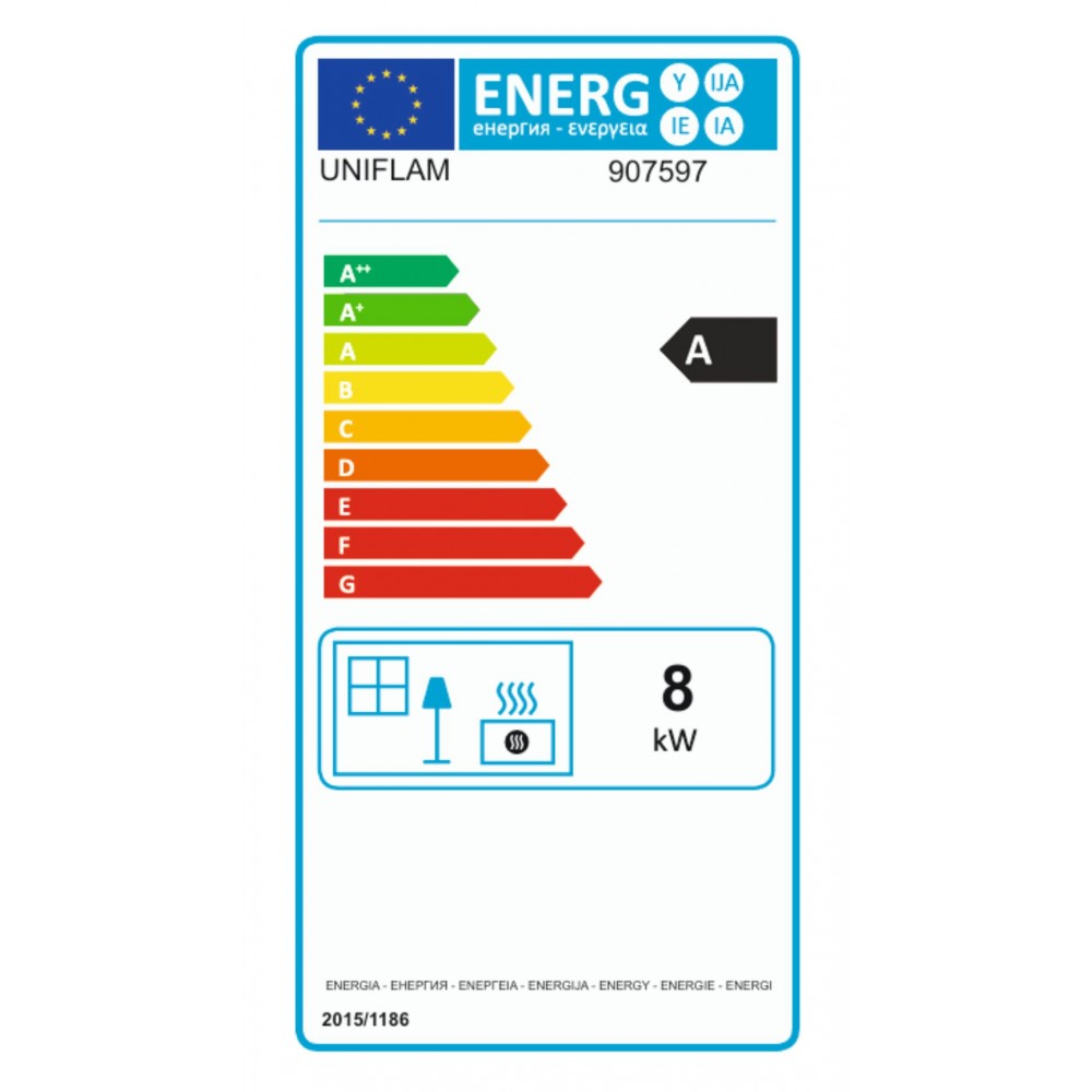 Ενεργειακό τζάκι UNIFLAM 600 PLUS ECO με κλαπέτο και παροχή αέρα, 8kW | Μοντέρνα Τζάκια | Ενεργειακά Τζάκια |