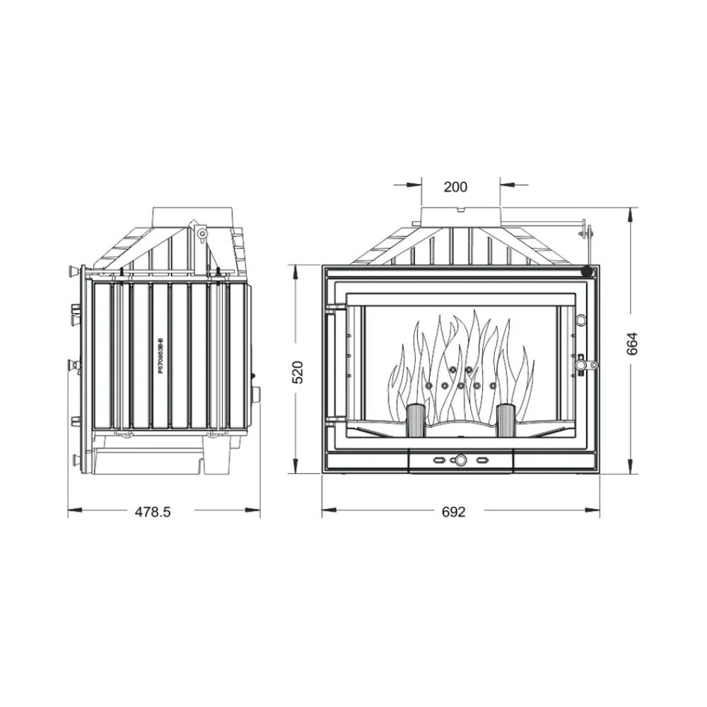 Ενεργειακό τζάκι UNIFLAM 700 STANDARD ECO με αποσβεστήρα και παροχή αέρα, 10kW | Μοντέρνα Τζάκια | Ενεργειακά Τζάκια |
