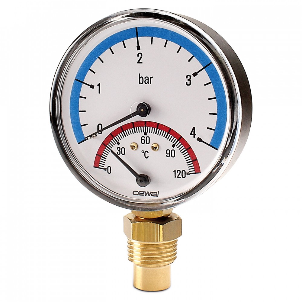 Θερμομανόμετρο κάθετο με βαλβίδα Cewal | Thermometers/Manometers | Control Devices |