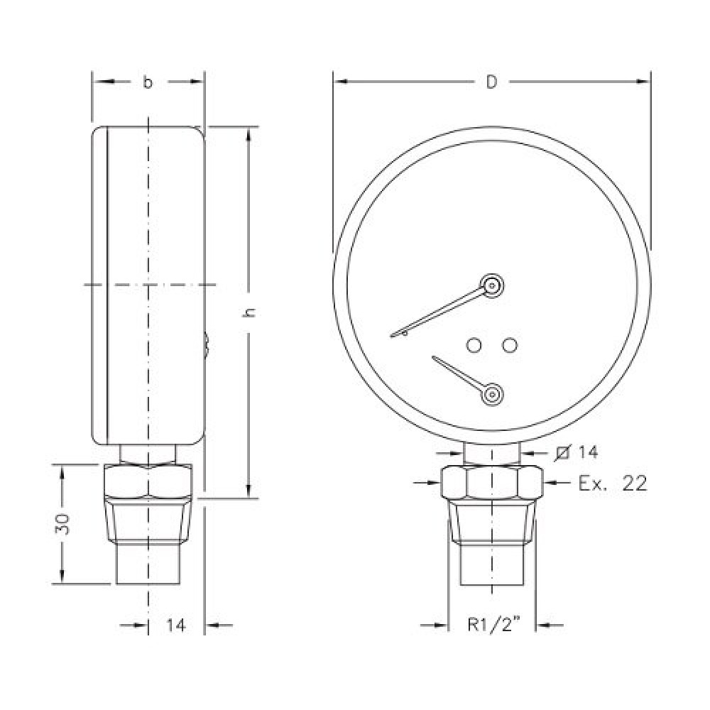 Θερμομανόμετρο κάθετο με βαλβίδα Cewal | Thermometers/Manometers | Control Devices |