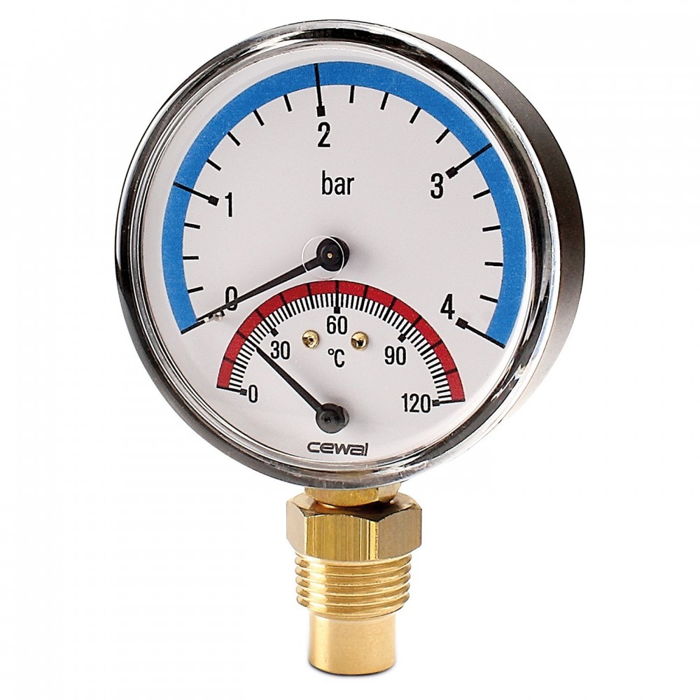 Θερμομανόμετρο κάθετο με βαλβίδα Cewal | Thermometers/Manometers | Control Devices |
