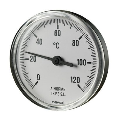 Bimetallic thermoplastic thermometer Cewal, Rear stem 50mm x 1/2'' - Υδραυλικά Όργανα